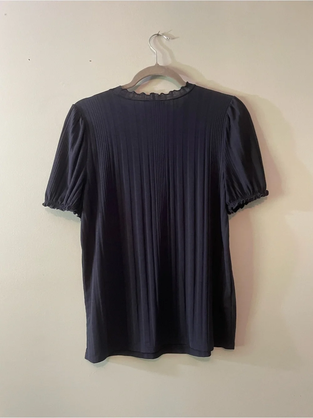 Loft Women's Navy Short-Sleeve Ribbed Top